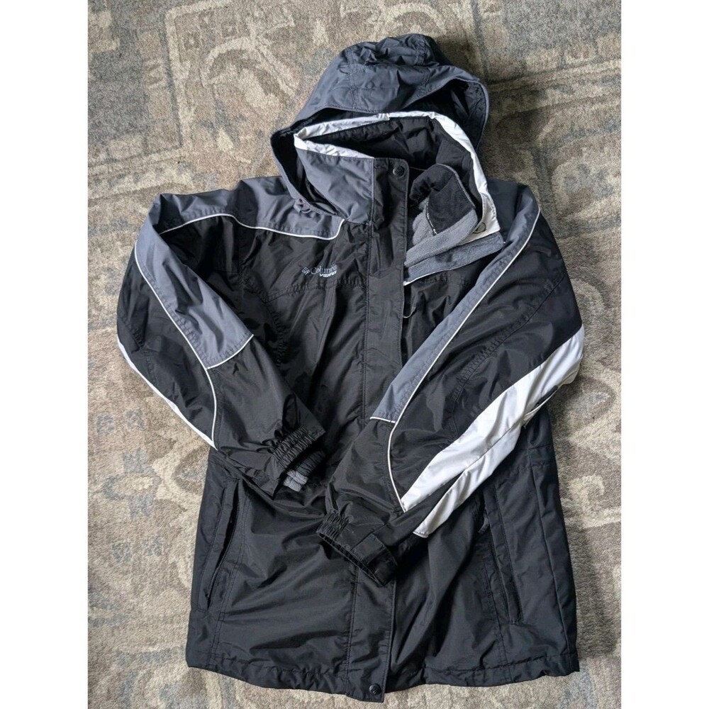 Columbia Jacket Women Lg BLK Vertex Full Zip Waterproof Removable Liner 3in1 Ski